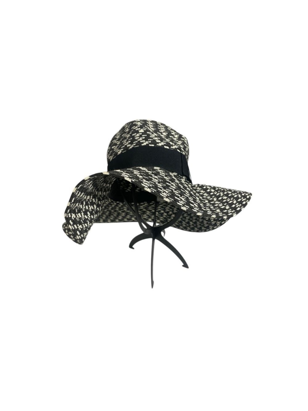Black & white woven pattern wide brim floppy straw look summer beach hat Target